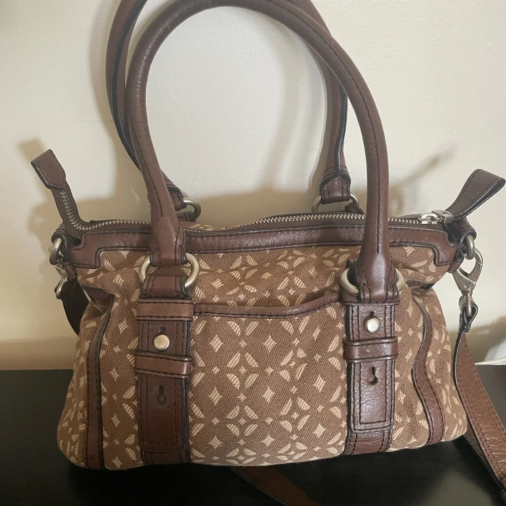 Vintage Fossil Maddox Canvas Leather Doctor's Bag